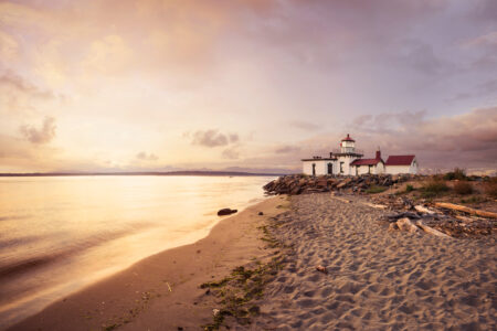 Sunset at West Point Light House at Discovery Park