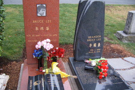 Grave markers for both Bruce and Brandon Lee