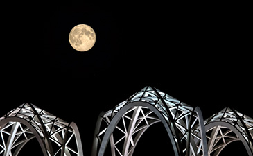 Pacific Science Center beneath a supermoon