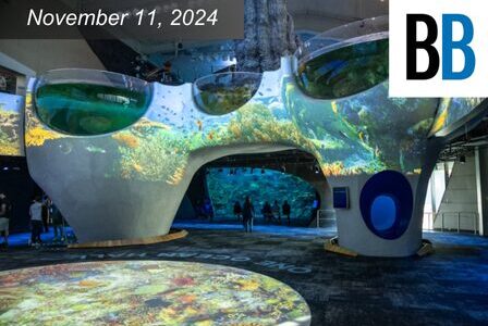 A futuristic aquarium exhibit.