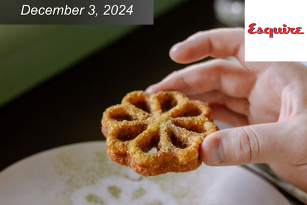 Hand holding a flower-shaped fried snack.