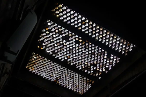 Looking up through the sidewalks in historic Pioneer Square